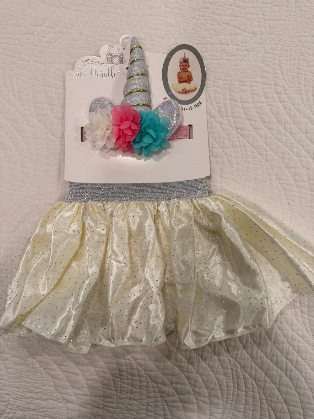 Marshalls Glitter Elastic Waist Tutu with Pink Sparkle Headband 12-18M